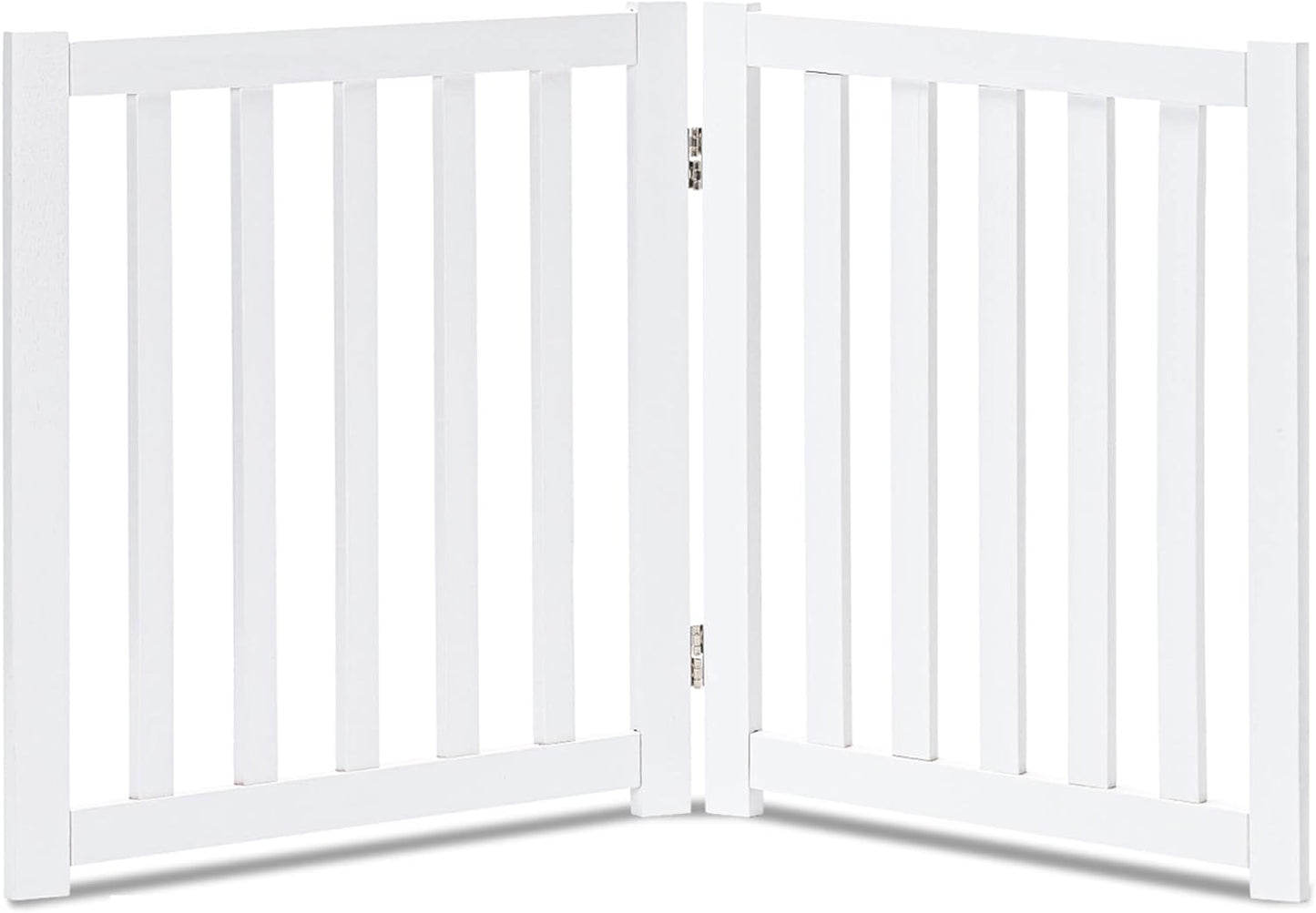Elegant 2-Panel Wooden Foldable Dog Gate – 24" High Safety Barrier for Doorways & Stairs – Durable Solid Hardwood in White Finish