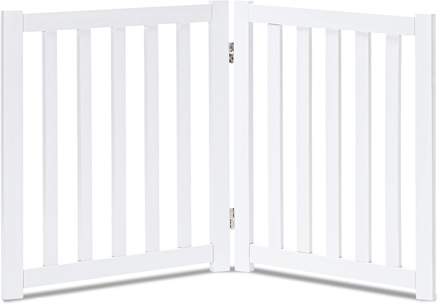 Elegant 2-Panel Wooden Foldable Dog Gate – 24" High Safety Barrier for Doorways & Stairs – Durable Solid Hardwood in White Finish