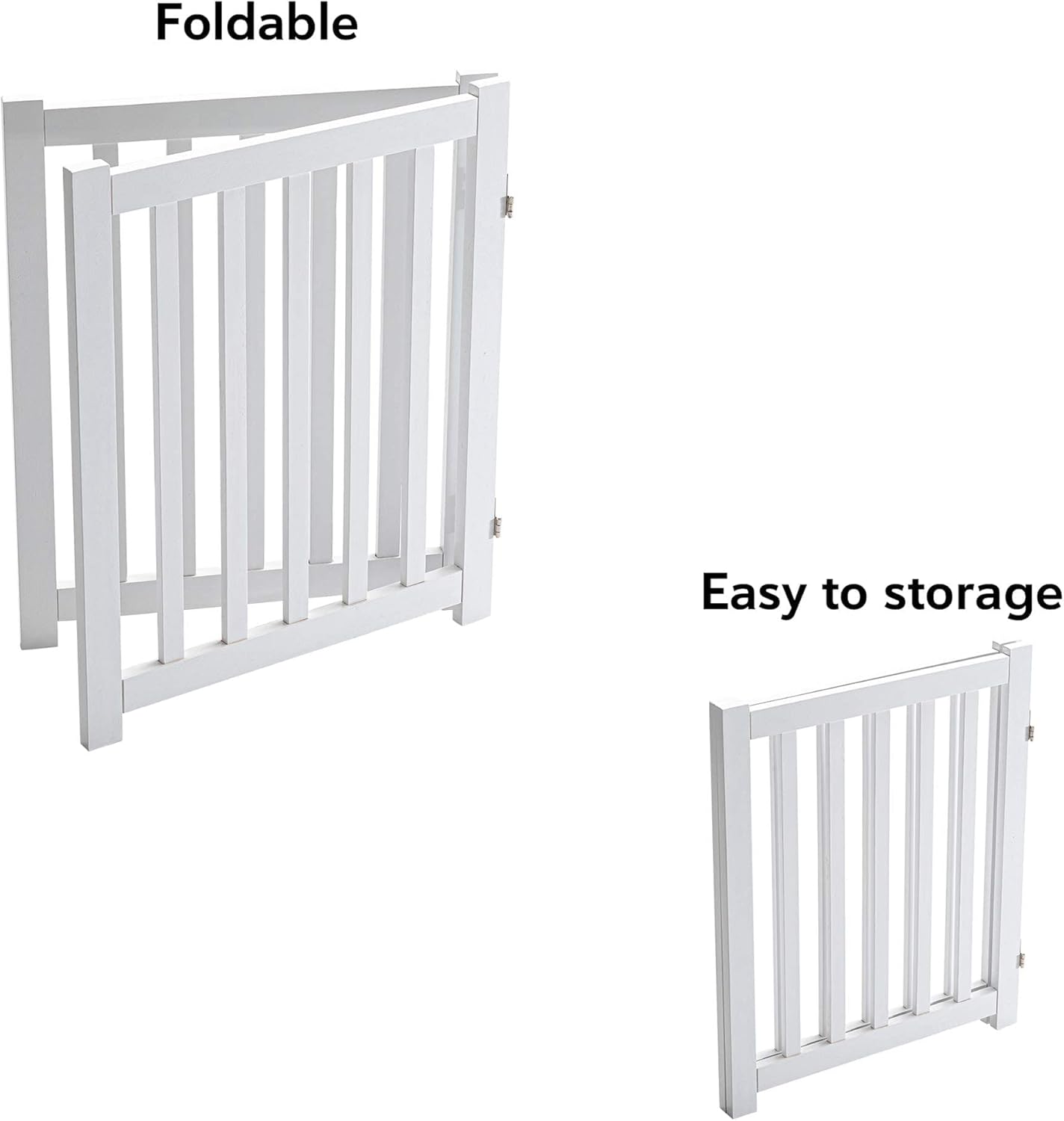Elegant 2-Panel Wooden Foldable Dog Gate – 24" High Safety Barrier for Doorways & Stairs – Durable Solid Hardwood in White Finish