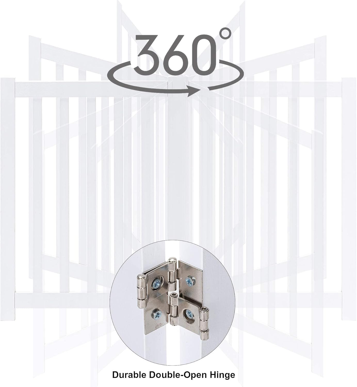 Elegant 2-Panel Wooden Foldable Dog Gate – 24" High Safety Barrier for Doorways & Stairs – Durable Solid Hardwood in White Finish